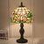 Lotus Pattern Table Lighting Tiffany Cut Glass 1-Light Dark Brown Night Stand Lamp Dark Brown Clearhalo 'Lamps' 'Table Lamps' Lighting' 852290