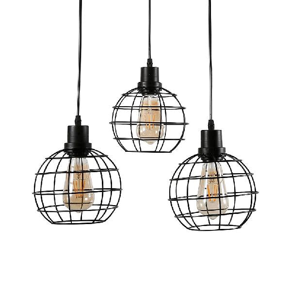 3/4/5 Heads Wire Cage Ceiling Light Vintage Style Black Finish Metal Suspended Lamp with Globe Shade 3 Black Clearhalo 'Art Deco Pendants' 'Black' 'Cast Iron' 'Ceiling Lights' 'Ceramic' 'Crystal' 'Industrial Pendants' 'Industrial' 'Metal' 'Middle Century Pendants' 'Pendant Lights' 'Pendants' 'Rustic Pendants' 'Tiffany' Lighting' 85230
