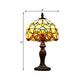 1 Bulb Domed Table Lighting Baroque Dark Coffee Spikelet-Pattern Stained Glass Night Lamp Clearhalo 'Lamps' 'Table Lamps' Lighting' 852317