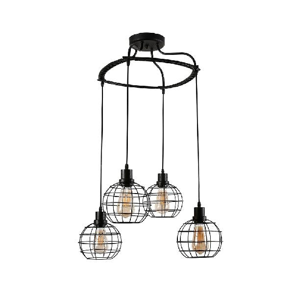 3/4/5 Heads Wire Cage Ceiling Light Vintage Style Black Finish Metal Suspended Lamp with Globe Shade Clearhalo 'Art Deco Pendants' 'Black' 'Cast Iron' 'Ceiling Lights' 'Ceramic' 'Crystal' 'Industrial Pendants' 'Industrial' 'Metal' 'Middle Century Pendants' 'Pendant Lights' 'Pendants' 'Rustic Pendants' 'Tiffany' Lighting' 85233
