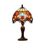 1 Head Living Room Table Light Tiffany Dark Brown Night Lamp with Painted Parrot Cut Glass Shade Clearhalo 'Lamps' 'Table Lamps' Lighting' 852336