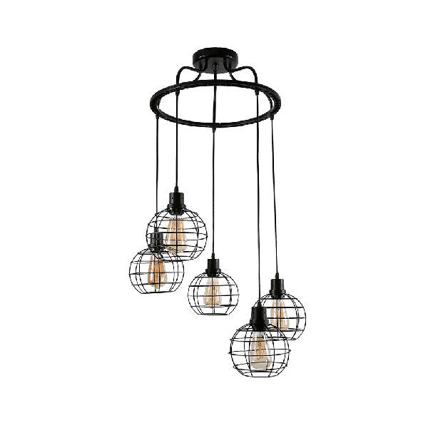 3/4/5 Heads Wire Cage Ceiling Light Vintage Style Black Finish Metal Suspended Lamp with Globe Shade Clearhalo 'Art Deco Pendants' 'Black' 'Cast Iron' 'Ceiling Lights' 'Ceramic' 'Crystal' 'Industrial Pendants' 'Industrial' 'Metal' 'Middle Century Pendants' 'Pendant Lights' 'Pendants' 'Rustic Pendants' 'Tiffany' Lighting' 85235