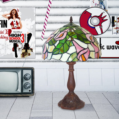 Stained Glass Petunia Flower Table Light Tiffany Style Single Coffee Night Stand Lamp Coffee Clearhalo 'Lamps' 'Table Lamps' Lighting' 852362