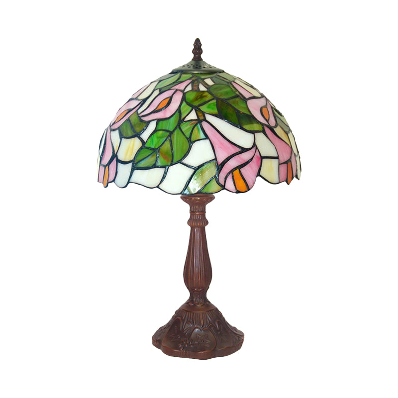 Stained Glass Petunia Flower Table Light Tiffany Style Single Coffee Night Stand Lamp Clearhalo 'Lamps' 'Table Lamps' Lighting' 852364