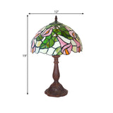 Stained Glass Petunia Flower Table Light Tiffany Style Single Coffee Night Stand Lamp Clearhalo 'Lamps' 'Table Lamps' Lighting' 852365