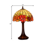 Roseborder Stained Glass Night Lamp Tiffany 1 Bulb Coffee Table Lighting with Grid Lampshade Clearhalo 'Lamps' 'Table Lamps' Lighting' 852369