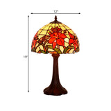 Coffee 1 Head Table Lamp Tiffany Handcrafted Art Glass Floral Night Stand Light with Dome Shade Clearhalo 'Lamps' 'Table Lamps' Lighting' 852373