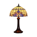 1 Head Bedroom Night Light Tiffany Coffee Table Lighting with Grid Patterned Stained Glass Shade Clearhalo 'Lamps' 'Table Lamps' Lighting' 852376