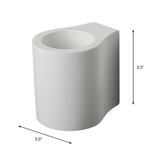 White Finish Cylinder Flush Wall Sconce Simple 1 Bulb Gypsum LED Up-Down Wall Lamp Clearhalo 'Modern wall lights' 'Modern' 'Wall Lamps & Sconces' 'Wall Lights' Lighting' 852493