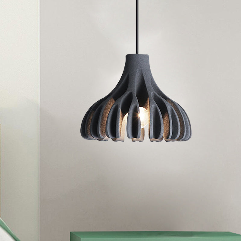 Macaron Coral-Shape Pendant Lighting Resin 1 Light Dining Room Suspension Lamp in White/Black/Yellow Grey Clearhalo 'Ceiling Lights' 'Modern Pendants' 'Modern' 'Pendant Lights' 'Pendants' Lighting' 852565