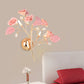Romantic Pastoral Rose Blossom Sconce 2 Lights Ceramic Wall Mount Lamp in Red/White/Pink for Hotel Clearhalo 'Wall Lamps & Sconces' 'Wall Lights' Lighting' 852635