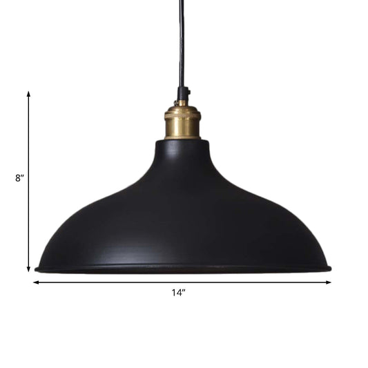Domed Shade Metal Ceiling Pendant Loft Style 1 Light Dining Table Pendant Light Fixture in Black Finish Clearhalo 'Art Deco Pendants' 'Black' 'Cast Iron' 'Ceiling Lights' 'Ceramic' 'Crystal' 'Industrial Pendants' 'Industrial' 'Metal' 'Middle Century Pendants' 'Pendant Lights' 'Pendants' 'Rustic Pendants' 'Tiffany' Lighting' 85264