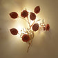 3 Heads Wall Mount Lighting Korean Garden Floweret Ceramic Wall Light Kit with Gold Vine in Black/White/Red Clearhalo 'Wall Lamps & Sconces' 'Wall Lights' Lighting' 852653