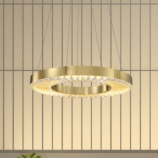 Hoop Crystal Inserted Hanging Lamp Minimalism Dining Room LED Ceiling Chandelier in Gold Clearhalo 'Ceiling Lights' 'Chandeliers' 'Modern Chandeliers' 'Modern' Lighting' 852721
