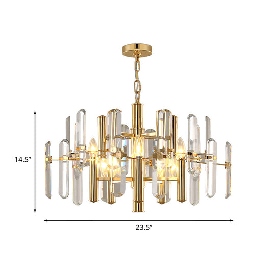 2 Tiers Living Room Chandelier Postmodern Crystal 8/10 Heads Polished Gold Pendant Ceiling Light Clearhalo 'Ceiling Lights' 'Chandeliers' 'Modern Chandeliers' 'Modern' Lighting' 852727