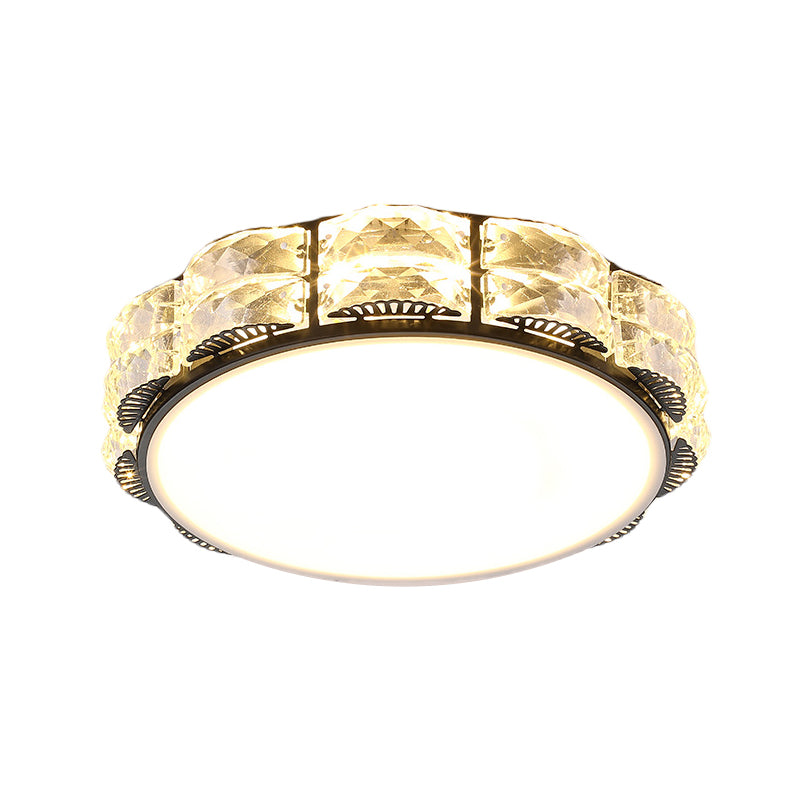 Integrated LED Flush Light Fixture Simple Scalloped Round/Square Crystal Ceiling Lamp in Black/White Clearhalo 'Ceiling Lights' 'Close To Ceiling Lights' 'Close to ceiling' 'Flush mount' Lighting' 852774