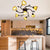 Ceiling Light for Living Room, 7-Lights Tiffany Semi Flush Mount Light in Beige with Art Glass Floral Shade and Leaf Decoration Beige Clearhalo 'Ceiling Lights' 'Close To Ceiling Lights' 'Close to ceiling' 'Glass shade' 'Glass' 'Semi-flushmount' 'Tiffany close to ceiling' 'Tiffany' Lighting' 85419