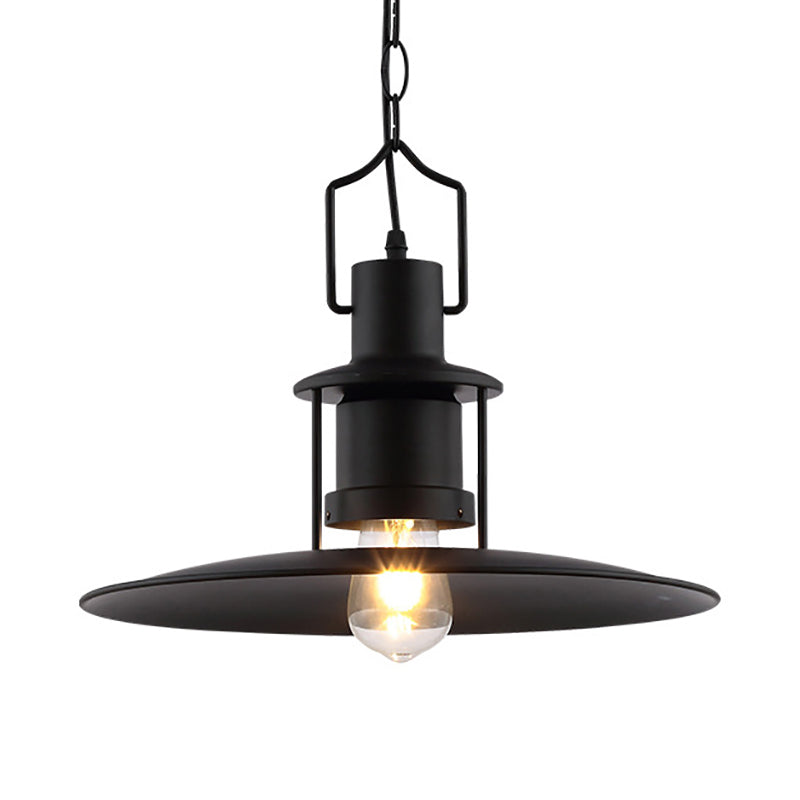 Flat Cone Shade Metal Pendant Light Industrial 1 Light Dining Room Hanging Fixture in Black, 16" Width Clearhalo 'Art Deco Pendants' 'Black' 'Cast Iron' 'Ceiling Lights' 'Ceramic' 'Crystal' 'Industrial Pendants' 'Industrial' 'Metal' 'Middle Century Pendants' 'Pendant Lights' 'Pendants' 'Rustic Pendants' 'Tiffany' Lighting' 85676