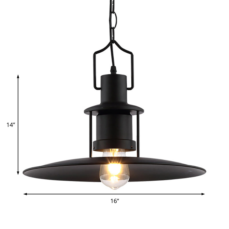 Flat Cone Shade Metal Pendant Light Industrial 1 Light Dining Room Hanging Fixture in Black, 16" Width Clearhalo 'Art Deco Pendants' 'Black' 'Cast Iron' 'Ceiling Lights' 'Ceramic' 'Crystal' 'Industrial Pendants' 'Industrial' 'Metal' 'Middle Century Pendants' 'Pendant Lights' 'Pendants' 'Rustic Pendants' 'Tiffany' Lighting' 85677