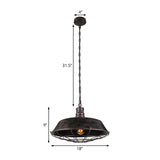 Rustic Wire Frame Hanging Light with Barn Shade 1 Light Wrought Iron Ceiling Light Fixture in Bronze Clearhalo 'Art Deco Pendants' 'Cast Iron' 'Ceiling Lights' 'Ceramic' 'Crystal' 'Industrial Pendants' 'Industrial' 'Metal' 'Middle Century Pendants' 'Pendant Lights' 'Pendants' 'Tiffany' Lighting' 85708