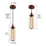 Dark Rust Tube Pendant Lighting Vintage Style Metallic 1 Bulb Kitchen Hanging Lamp with Wire Guard Clearhalo 'Art Deco Pendants' 'Cast Iron' 'Ceiling Lights' 'Ceramic' 'Crystal' 'Industrial Pendants' 'Industrial' 'Metal' 'Middle Century Pendants' 'Pendant Lights' 'Pendants' 'Tiffany' Lighting' 85767