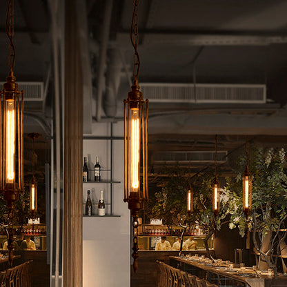 1 Head Pendant Lighting with Wire Guard Wrought Iron Farmhouse Style Restaurant Mini Hanging Fixture in Rust Rust Clearhalo 'Ceiling Lights' 'Modern Pendants' 'Modern' 'Pendant Lights' 'Pendants' Lighting' 85788