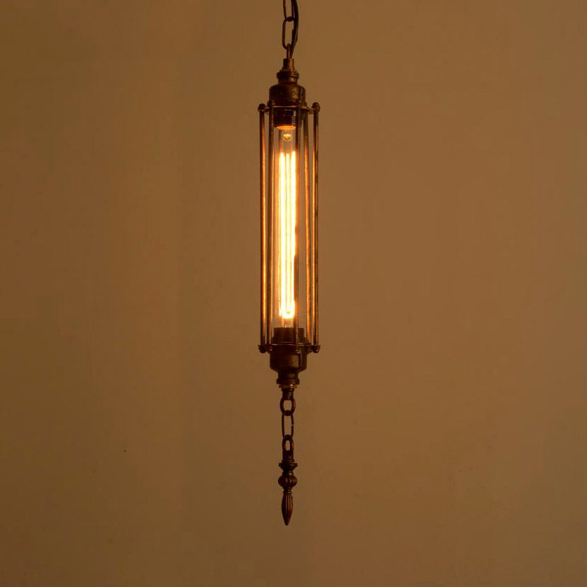 1 Head Pendant Lighting with Wire Guard Wrought Iron Farmhouse Style Restaurant Mini Hanging Fixture in Rust Clearhalo 'Ceiling Lights' 'Modern Pendants' 'Modern' 'Pendant Lights' 'Pendants' Lighting' 85789