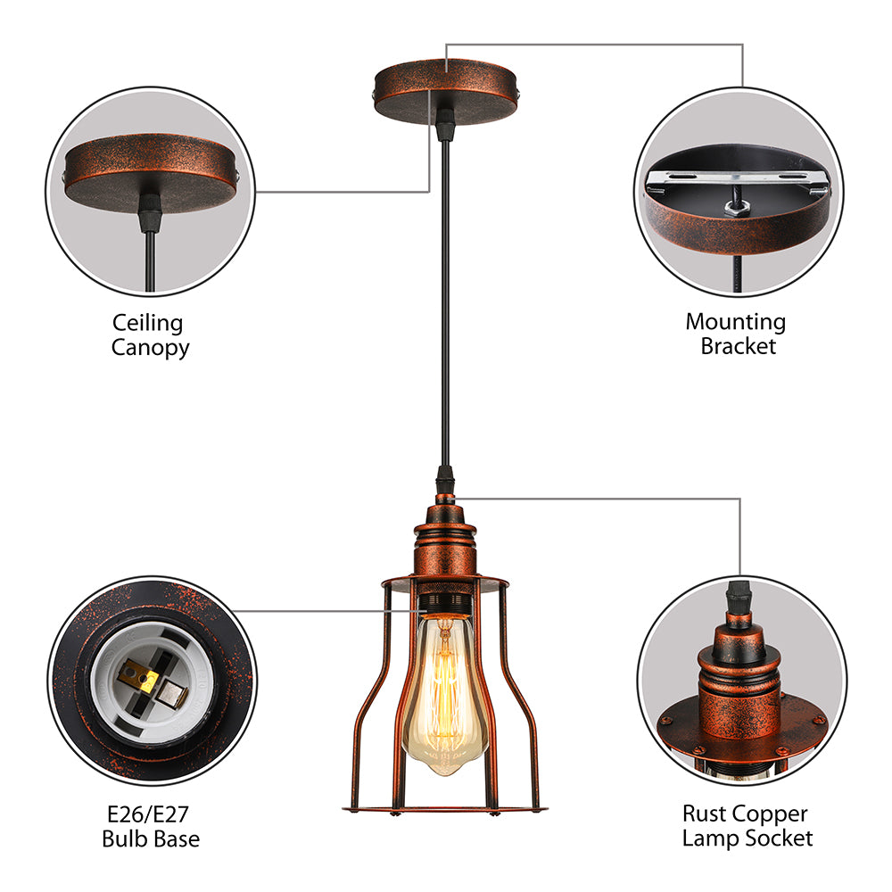 Copper 1 Head Pendant Lighting Antique Stylish Metallic Wire Guard Hanging Ceiling Light for Restaurant Clearhalo 'Art Deco Pendants' 'Cast Iron' 'Ceiling Lights' 'Ceramic' 'Crystal' 'Industrial Pendants' 'Industrial' 'Metal' 'Middle Century Pendants' 'Pendant Lights' 'Pendants' 'Tiffany' Lighting' 85831