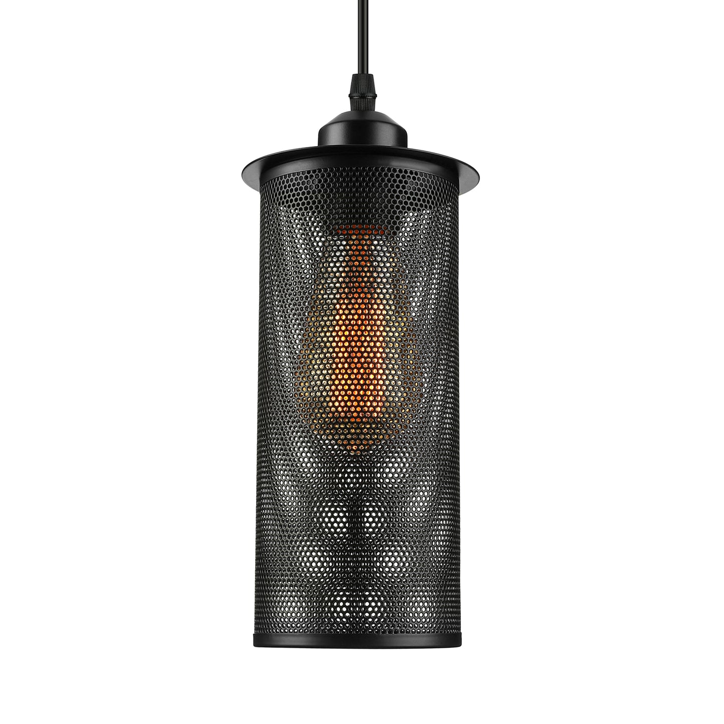 1 Head Metal Pendant Light Industrial Black Cylinder Living Room Hanging Lamp with Mesh Screen Clearhalo 'Art Deco Pendants' 'Black' 'Cast Iron' 'Ceiling Lights' 'Ceramic' 'Crystal' 'Industrial Pendants' 'Industrial' 'Metal' 'Middle Century Pendants' 'Pendant Lights' 'Pendants' 'Rustic Pendants' 'Tiffany' Lighting' 85881