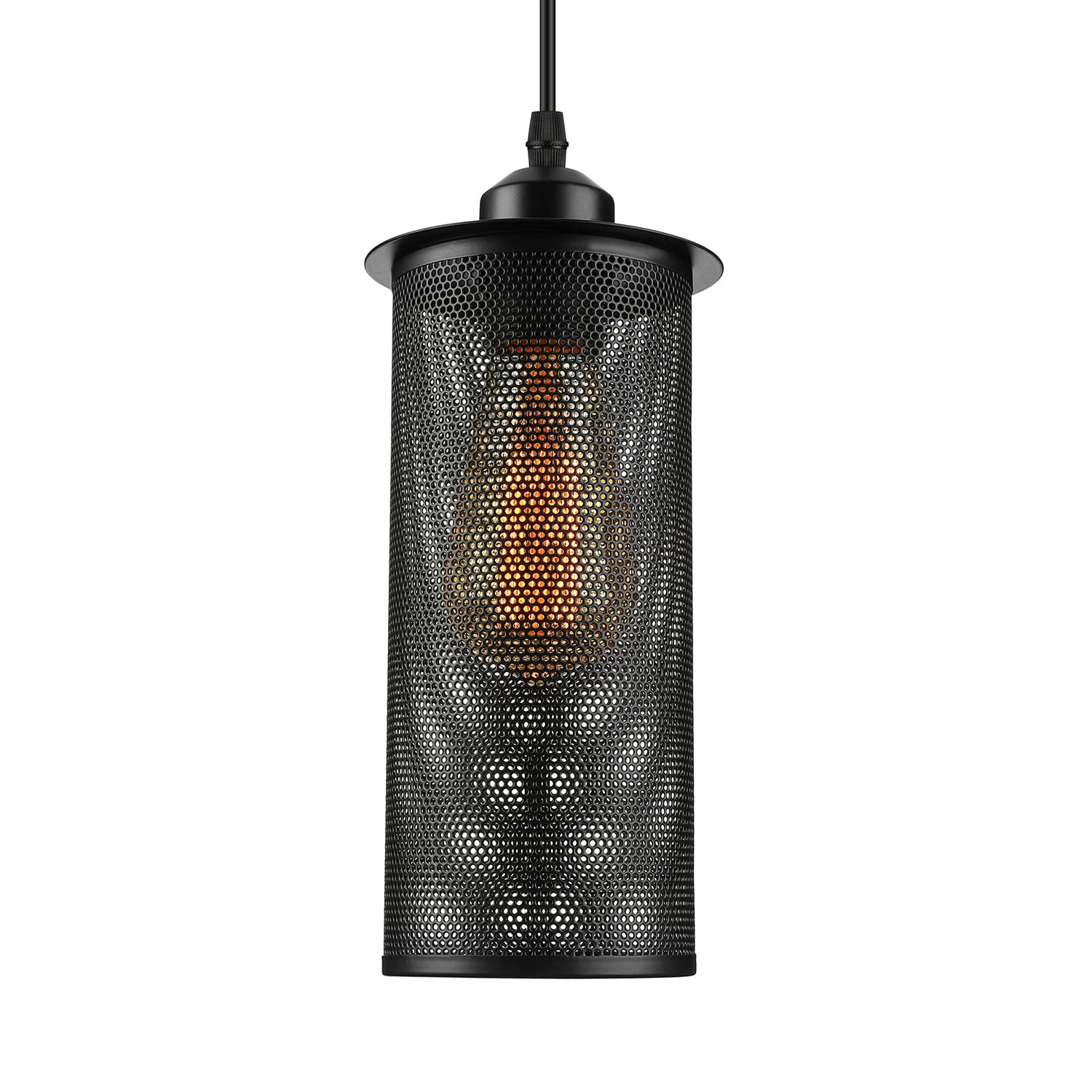1 Head Metal Pendant Light Industrial Black Cylinder Living Room Hanging Lamp with Mesh Screen Clearhalo 'Art Deco Pendants' 'Black' 'Cast Iron' 'Ceiling Lights' 'Ceramic' 'Crystal' 'Industrial Pendants' 'Industrial' 'Metal' 'Middle Century Pendants' 'Pendant Lights' 'Pendants' 'Rustic Pendants' 'Tiffany' Lighting' 85881