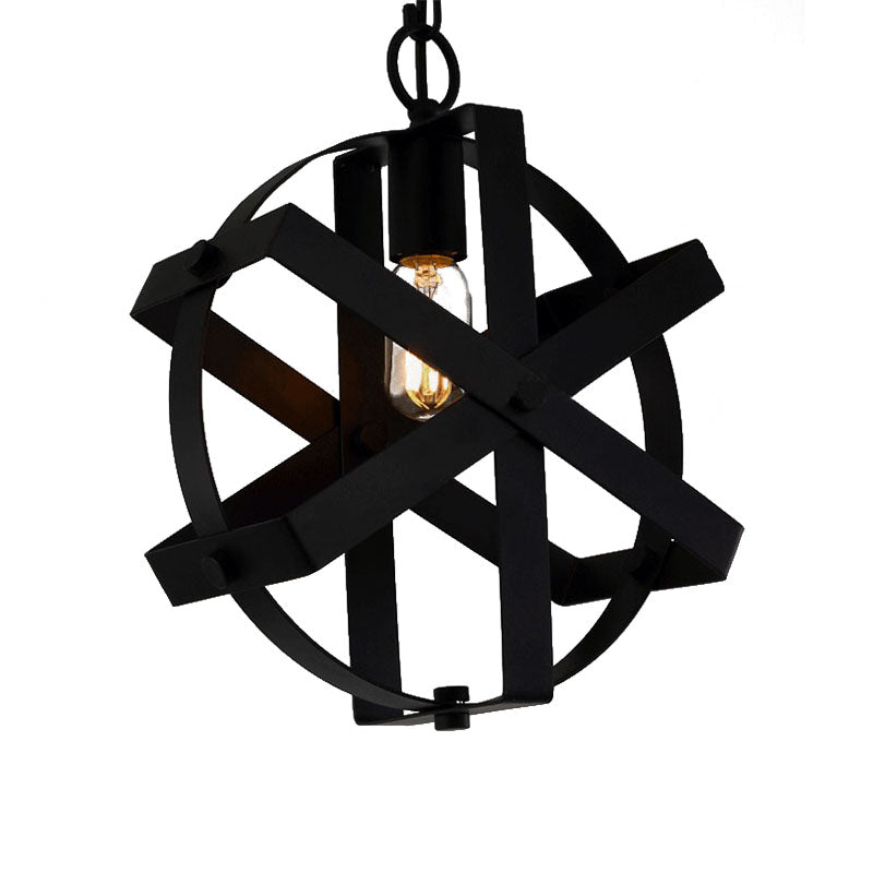 Industrial Strap Round Hanging Lamp with Adjustable Chain 1 Head Metal Pendant Ceiling Light in Black Clearhalo 'Art Deco Pendants' 'Black' 'Cast Iron' 'Ceiling Lights' 'Ceramic' 'Crystal' 'Industrial Pendants' 'Industrial' 'Metal' 'Middle Century Pendants' 'Pendant Lights' 'Pendants' 'Rustic Pendants' 'Tiffany' Lighting' 85934