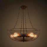 Bowl Farmhouse Chandelier Lighting with Wire Guard Antique Style Iron 5-Light Dark Rust Hanging Light Fixture Rust Clearhalo 'Cast Iron' 'Ceiling Lights' 'Chandeliers' 'Industrial Chandeliers' 'Industrial' 'Metal' 'Middle Century Chandeliers' 'Rustic Chandeliers' 'Tiffany' Lighting' 86047