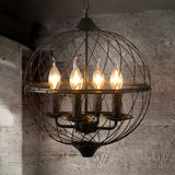 Iron Black Chandelier Lighting Global Mesh Shade 4 Bulbs Industrial Ceiling Light Fixture with Adjustable Chain for Dining Room Clearhalo 'Cast Iron' 'Ceiling Lights' 'Chandeliers' 'Industrial Chandeliers' 'Industrial' 'Metal' 'Middle Century Chandeliers' 'Rustic Chandeliers' 'Tiffany' Lighting' 86095