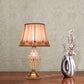 1 Head Rose-Trim Conical Table Light Rural Gold Pleated Fabric Night Lamp with Pot Crystal Base Clearhalo 'Lamps' 'Table Lamps' Lighting' 862623