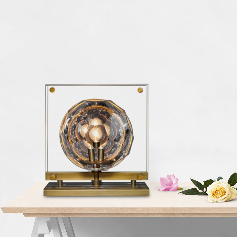 Crystal Bronze Finish Nightstand Light Gong Bell Design Modern Creative LED Table Lamp Clearhalo 'Lamps' 'Table Lamps' Lighting' 862679