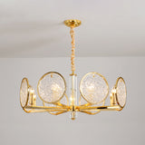 Postmodern Disc Chandelier 8 Heads Textured Glass Hanging Lamp in Gold over Dining Table Clearhalo 'Ceiling Lights' 'Chandeliers' 'Modern Chandeliers' 'Modern' Lighting' 862723