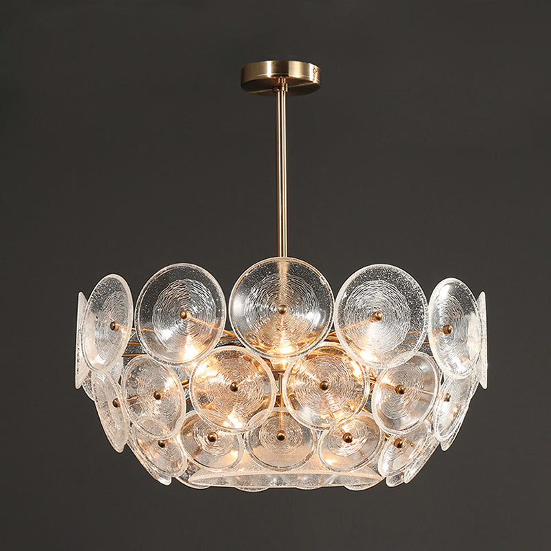 Clear Glass Bowl Shape Chandelier Modern 4-Light Dining Room Ceiling Hanging Light in Gold Clearhalo 'Ceiling Lights' 'Chandeliers' 'Modern Chandeliers' 'Modern' Lighting' 862728