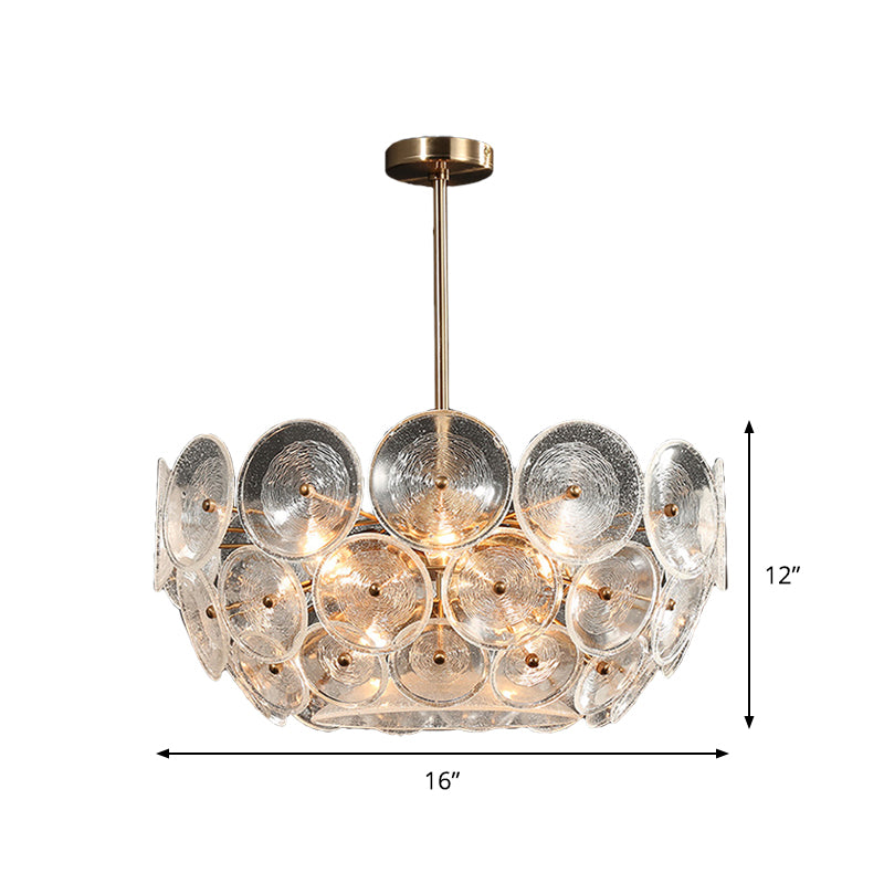 Clear Glass Bowl Shape Chandelier Modern 4-Light Dining Room Ceiling Hanging Light in Gold Clearhalo 'Ceiling Lights' 'Chandeliers' 'Modern Chandeliers' 'Modern' Lighting' 862729