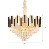 6-Light Crystal Prism Chandelier Modern Black-Gold Cone Living Room Ceiling Pendant Lamp Clearhalo 'Ceiling Lights' 'Chandeliers' 'Modern Chandeliers' 'Modern' Lighting' 862741
