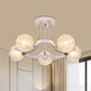 Clear Lattice Glass Ball Semi Flush Modernism 3/5 Lights Bedroom Ceiling Mounted Light in White 5 White Clearhalo 'Ceiling Lights' 'Close To Ceiling Lights' 'Close to ceiling' 'Glass shade' 'Glass' 'Semi-flushmount' Lighting' 862810