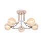 Clear Lattice Glass Ball Semi Flush Modernism 3/5 Lights Bedroom Ceiling Mounted Light in White Clearhalo 'Ceiling Lights' 'Close To Ceiling Lights' 'Close to ceiling' 'Glass shade' 'Glass' 'Semi-flushmount' Lighting' 862813