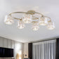 4/6-Bulb Semi Flush Mount Lamp Modern Dining Room Ceiling Fixture with Cup Prismatic Crystal Shade in Gold Clearhalo 'Ceiling Lights' 'Close To Ceiling Lights' 'Close to ceiling' 'Semi-flushmount' Lighting' 862832