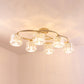 4/6-Bulb Semi Flush Mount Lamp Modern Dining Room Ceiling Fixture with Cup Prismatic Crystal Shade in Gold Clearhalo 'Ceiling Lights' 'Close To Ceiling Lights' 'Close to ceiling' 'Semi-flushmount' Lighting' 862833