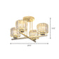 Gold 3/4-Light Semi Mount Lighting Modern Crystal Prism Short Cylinder Ceiling Flush Light Clearhalo 'Ceiling Lights' 'Close To Ceiling Lights' 'Close to ceiling' 'Semi-flushmount' Lighting' 862844