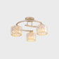 Crystal Prism Cup Semi Flush Chandelier Contemporary 3 Heads Bedroom Ceiling Mount Lamp with Gold Curved Arm Clearhalo 'Ceiling Lights' 'Close To Ceiling Lights' 'Close to ceiling' 'Semi-flushmount' Lighting' 862847
