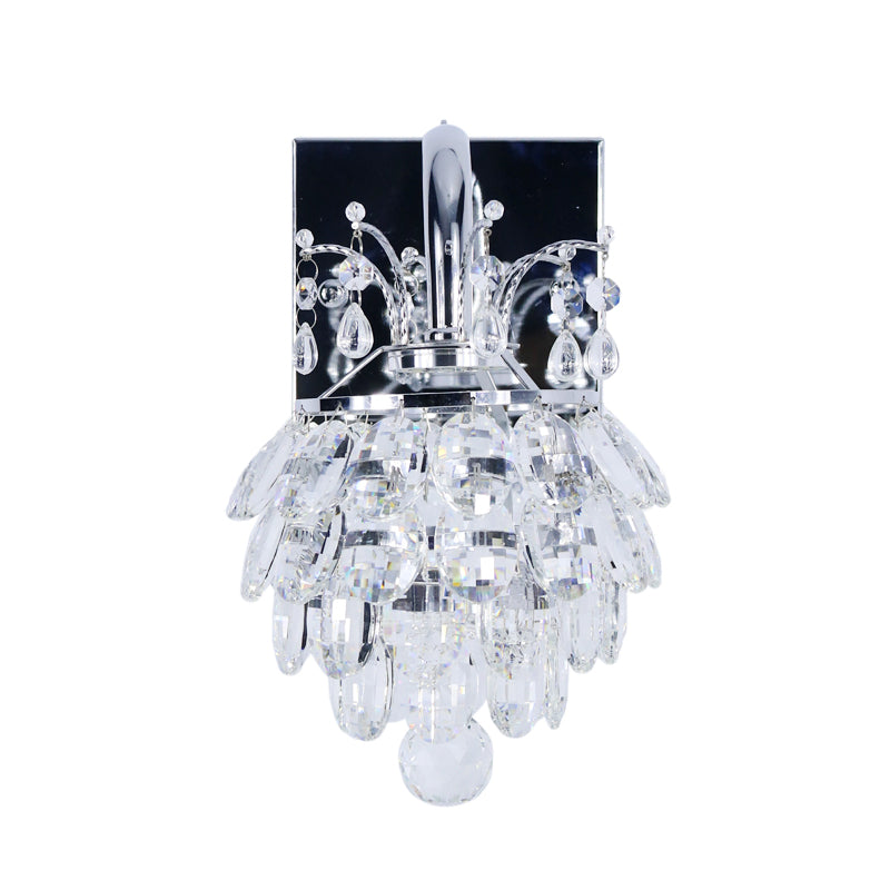 Crystal Artichoke Wall Light Fixture Modern Style Bedside LED Sconce Lamp in Chrome Clearhalo 'Cast Iron' 'Glass' 'Industrial' 'Modern wall lights' 'Modern' 'Tiffany' 'Traditional wall lights' 'Wall Lamps & Sconces' 'Wall Lights' Lighting' 862862