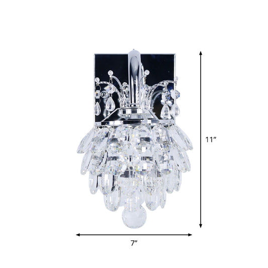 Crystal Artichoke Wall Light Fixture Modern Style Bedside LED Sconce Lamp in Chrome Clearhalo 'Cast Iron' 'Glass' 'Industrial' 'Modern wall lights' 'Modern' 'Tiffany' 'Traditional wall lights' 'Wall Lamps & Sconces' 'Wall Lights' Lighting' 862864