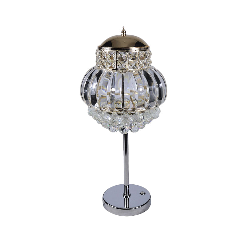 Chrome LED Night Night Modern Style Clear/Champagne Crystal Globe Table Lamp with Dimmer Knob Clearhalo 'Lamps' 'Table Lamps' Lighting' 862944