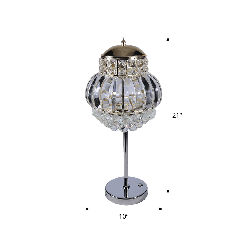 Chrome LED Night Night Modern Style Clear/Champagne Crystal Globe Table Lamp with Dimmer Knob Clearhalo 'Lamps' 'Table Lamps' Lighting' 862946