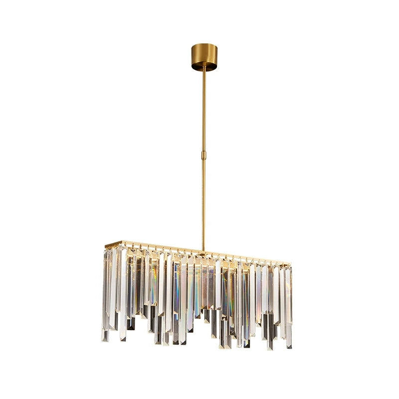Brass Finish LED Island Light Postmodern Crystal Flute Undulated Hanging Lamp over Table Clearhalo 'Ceiling Lights' 'Island Lights' Lighting' 863006